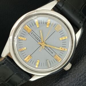 Vintage 1997 Citizen Manual Wound Mens Silver Watch & Gold accents